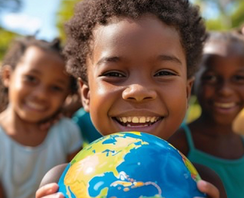 boy with globe